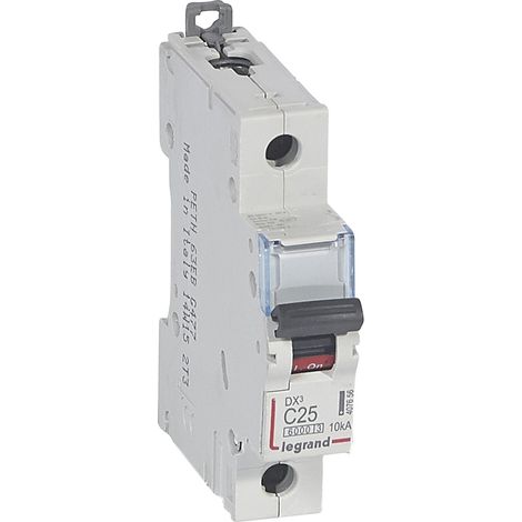 Disjoncteur DX³6000 arrivée haute et départ bas à vis 1 Pôle 230V à 400V 25A courbe C 1 module LEGRAND 407656 (1/3)
