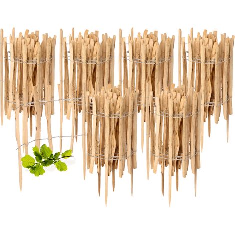 Garronda Cloture Jardin Exterieur à Planter en noisetier, clôture Jardin, clôture Bois, Bordure en Bois, ganivelle de Potager Exterieur GD-0156 Lot de 6 (Écart des Lattes: 3-5 cm, 60 cm x 5m)