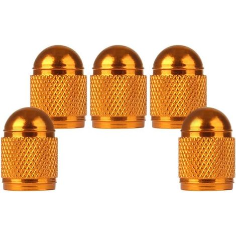 5 Pièces Bouchon Valve Pneu Voiture Bullet Style Aluminium Universel Bouchon de Tige de Valve pour Voitures Vélos Camions Motos Or (1/5)