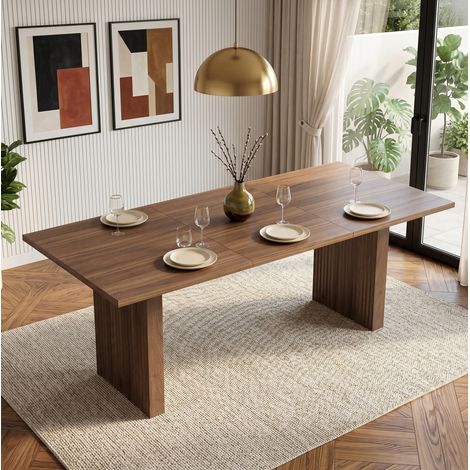 Ausziehbarer Esstisch 200 x 90 x 75 cm aus braunem MDF, für 6–8 Personen – MEUBLIV (1/5)