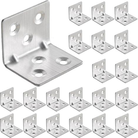20 Pièces Connecteurs D'angle Avec Bourrelet, Supports Métalliques Robustes À 90 Degrés (30 x 30 x 30 x 3 mm) - Galvanisés Pour Haute Résistance - Idéal Pour Assemblages Bois, Meubles (1/5)