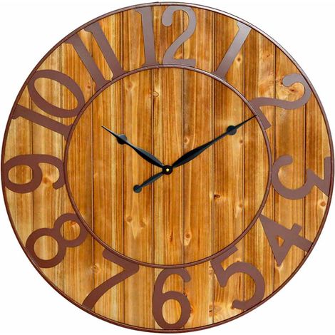 Vintage Wanduhr aus schwarzem/dunklem Holz, Ø 80 cm, Thinia Home