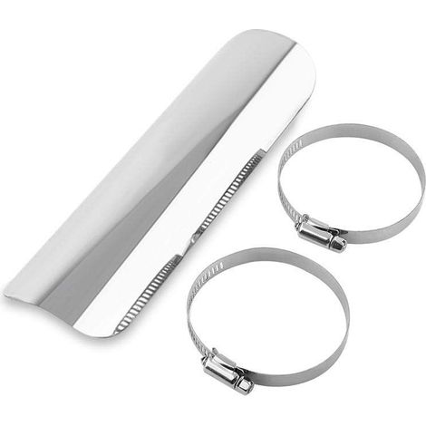 Bouclier thermique d'échappement moto, Bouclier thermique moto Qiilu, silencieux d'échappement moto universel couvercle droit (argent) (1/5)