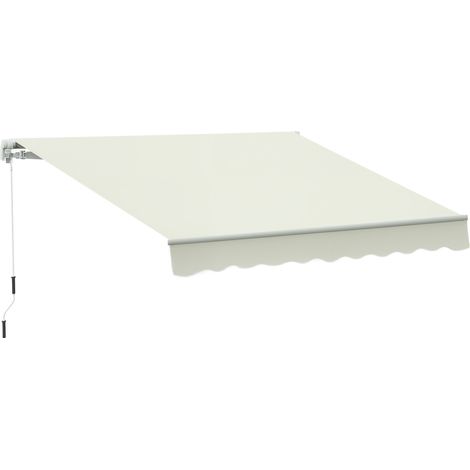 Manuell einziehbare Markise 295 x 245 cm, Terrassenmarkise mit Kurbel, verstellbarer Winkel von 45° bis 85°, Aluminium und 280 g/m² Polyester, cremefarben.