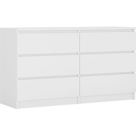 Commode 6 Tiroirs : Blanc Mat, 138 x 39 x 79 cm (1/5)