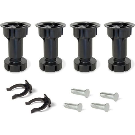 ALLIANDISEnsemble de support réglable à 4 pieds, noir, 120 mm, avec accessoires, adapté à la cuisine/salle de bain, en plastique. (1/4)