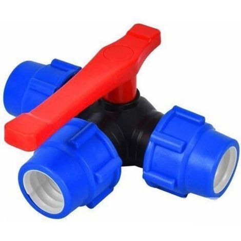 HOXILEELEOVanne à bille d'arrêt PVC - MICH - 32 mm - Robinet à tournant sphérique à trois voies - Connexion rapide (1/4)