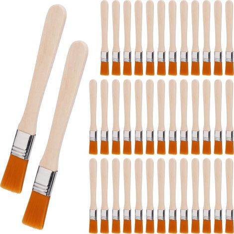 40 Pcs Petits Pinceaux Peinture, 13.5 cm Set de Pinceaux Plats, Pinceau Peinture Plat avec Manche en Bois 14 mm Largeur, Petit Pinceau Plat pour Meubles, Murs, Plafonds, Menuiseries, Clôtures (1/5)