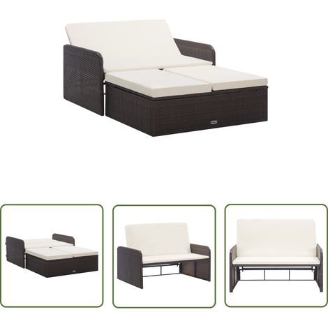 The Living Store Salon de jardin 2 pcs avec coussins Résine tressée Marron - Salon De Jardin - Mobilier De Jardin - Set De Salon - Canapé Rotin - Canapé Pliable (1/5)