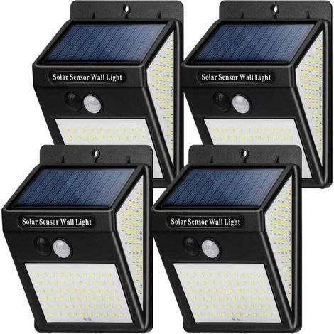 YMYNY Lumiere Solaire Extérieur, Lampe Solaire Extérieur Détecteur de Mouvement, 3 Modes [4 Pack 144 LED] Etanche Eclairage Exterieur Solaire Sans Fil Lampe Mural D'extérieur pour Jardin [Classe énerg