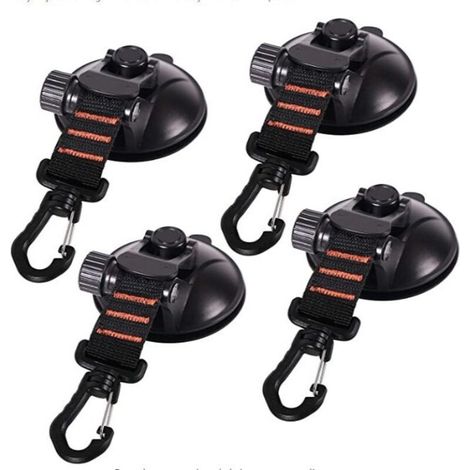Ancoraggio a ventosa resistente, set da 4 pezzi di robuste clip a ventosa per fissare tende da sole per auto, trappole per barche da campeggio, tende da campeggio per auto da esterno, ventosa nera con