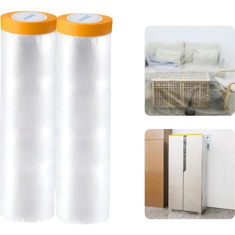 Rouleaux de film plastique de protection, 2 x 20 m, pour peindre et rénover canapés, fauteuils et lits