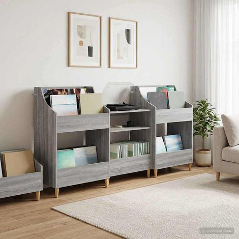 vidaXL Ensemble d'étagères pour médias 3 pc Sonoma gris (1/5)