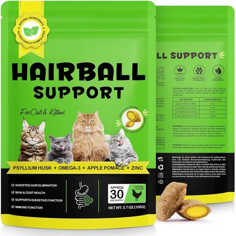 Hair Ball Treatment For Cats And Kittens, Cat Hair Ball Holder Treats, Skin And Coat, Helps To Eliminate And Prevent Hair Balls - 100G, All Breed Sizes (1/5)
