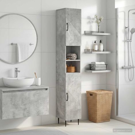 vidaXL Bathroom Cabinet with Open Shelf HAARLEM Concrete Grey (1/5)