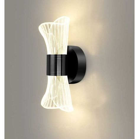 Dimmable LED Indoor Wall Light, 12W Modern LED Wall Lamp Creative Design, Acrylic Lighting Wall Light for Living Room Hallway Bedroom Stairs, Black (1/5)