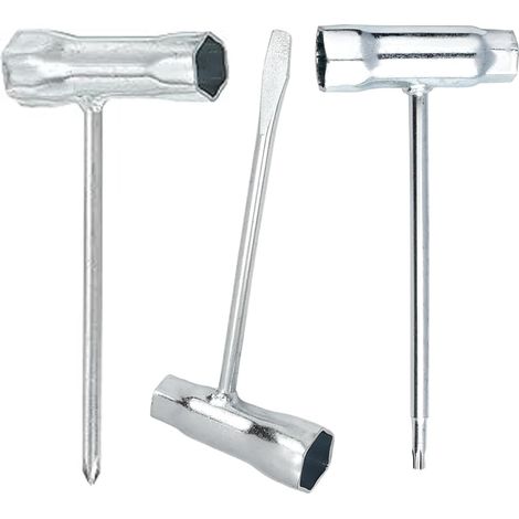 3 Pièces Clé en Combinaison en T Forme pour Scies à Chaîne Tondeuse à Gazon, Cle a Bougie d'Allumage 13 mm x 19 mm, Accessoires pour Tronçonneuse(Fendu, Croix, Forme de M) (1/5)