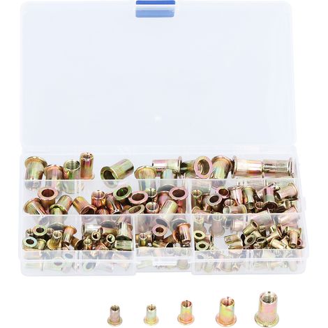 Kit de 165 écrous à sertir à rayures verticales colorées, en acier au carbone zingué M3/4/5/6/8 (1/5)