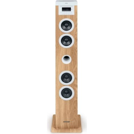 Speaker Tower - THOMSON - Bluetooth/CD/USB/SD - White/Wood - 60W - FM Radio (1/5)