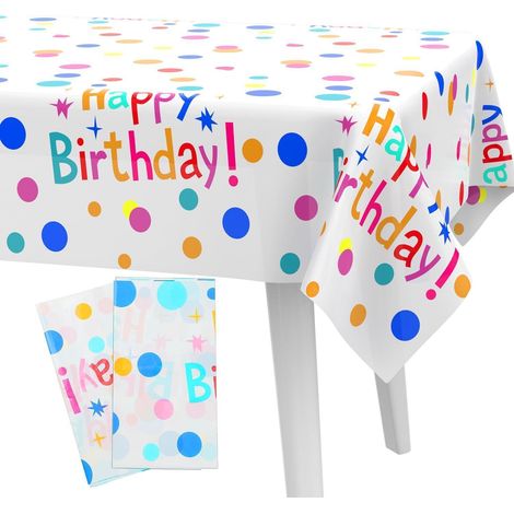 Tischdecke Kindergeburtstag 2 Stück 130x220cm mit "Happy Birthday" Aufdruck
