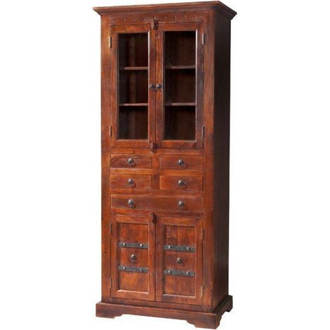 vetrina in legno di Acacia 80x50x195 nougat laccato OXFORD 454