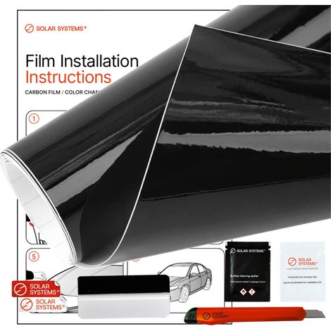 Lámina para cambio de color de coche, color negro brillante (152 cm x 0,5 m) (1/5)