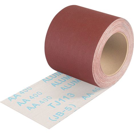 Rouleau de Papier Abrasif Grain 400, 93 mm x 10 m Papier de Verre en Toile émeri à Base de Tissu,Ponçage Humide Rouleau Abrasif pour Métal Bois,pour Ponceuses Vibrantes et Manuelles (1/5)