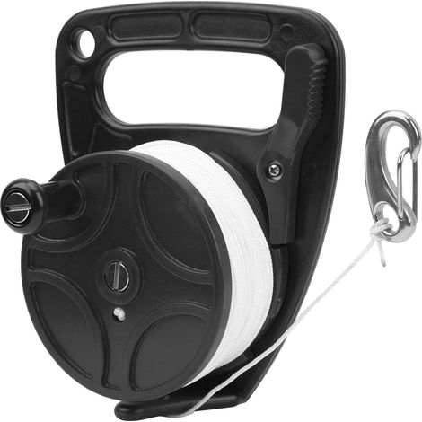 Dévidoir de plongée multifonctionnel portable avec poignée et boucle de serrage, 289 pieds (noir)