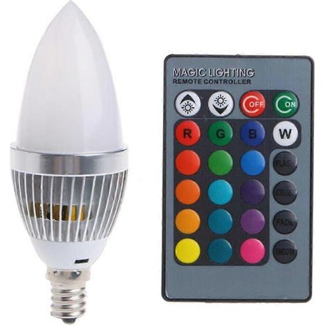 Ampoule LED RGB intelligente E12 3W avec télécommande 24 bougies (1/5)