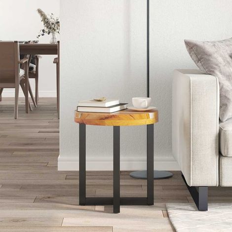 Table basse de salon, Table Café, 40 x 45 cm Bois de teck massif et polyrésine OIB7621E (1/5)
