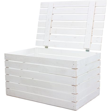 Grosse Holztruhe 80er weiss mit Deckel 80x50x39cm (1/5)