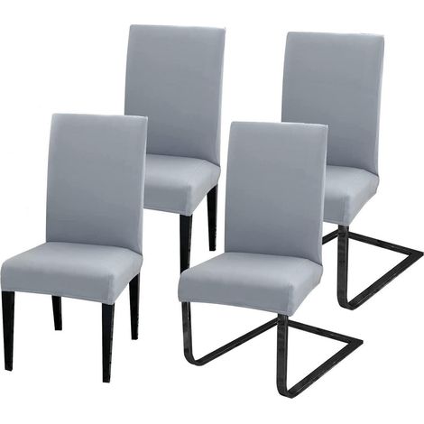Housses de chaise extensibles 4 pièces gris clair pour salle à manger, mariage, fête (1/5)