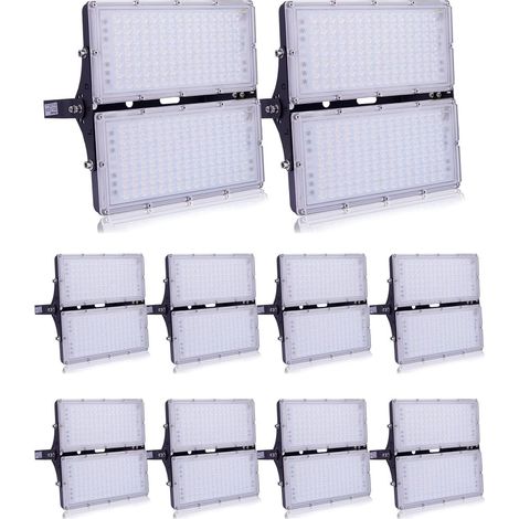 10 Pièces 200W Projecteur Exterieur LED 20000LM 3000K Blanc Chaud Lampe Extérieur LED de Sécurité Imperméable IP65 Spot LED Extérieur Idéal pour Jardin Garage Couloir Terrasse Eclairage