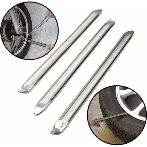 SHINING HOUSE3 pcs Demonte Pneus Acier Levier Pneu Métal Kit Tire-Pied Outil de Réparation Jeu de Démonte Pneus pour Moto Voiture Auto électrique Vélo Solide et Durable Pas Facile à Déformer (25cm) (1/5)