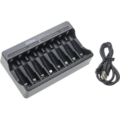 vhbw 8 Slot Battery Charger compatible with AAA, AA Li-Ion - Battery Cells, Household Batteries - Micro-USB Charger