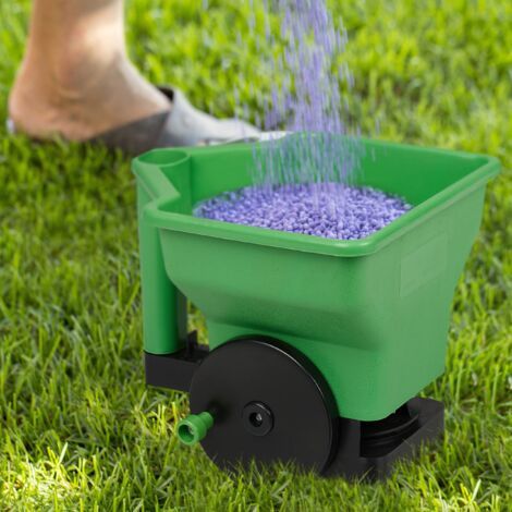 Epandeur Manuel de graines, épandeur de Jardin de Sel d'engrais Portatif Léger avec Une capacité de 3 L pour Herbe, Engrais, saler la Neige (Vert et noir)