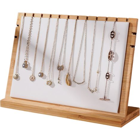 Panneau de présentation en bambou pour bijoux - Support à colliers amovible - Accessoire d'exposition pour bijouterie (1/5)