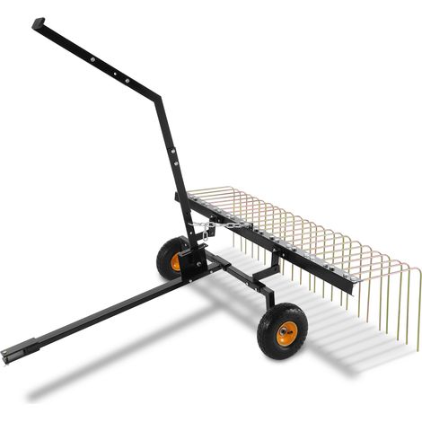 VEVOR Escarificadora de Remolque detrás de 1500 x 1600 x 1900 mm con 24 Púas de Acero Q235, Rastrillo de Cesped para ATV o Cortacesped, con Mango de Elevación para Hojas, Agujas de Pino y Hierba