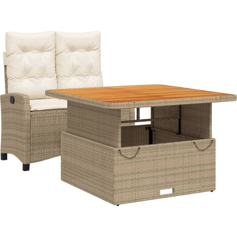 Ensemble à manger de jardin et coussins 2 pcs，Salon de jardin beige poly rotin CFW37926 (1/5)
