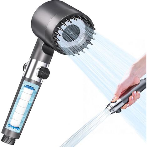 3+1 modes Pommeau de douche haute pression – Douchette à main économique avec filtre, ABS haute qualité – Installation facile avec flexible de 1,5 m et support réglable (1/5)
