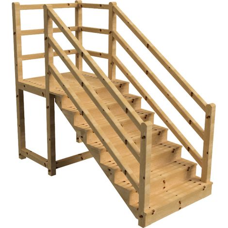 MILANO Außentreppe 7 geschlossene Stufen H122 cm - Podest L116 x B120 cm - Treppengeländer links und rechts - Podestgeländer rechts und hinten