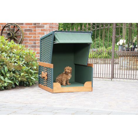 Hunde-Strandkorb BEST FRIEND KS-Geflecht grün-beige