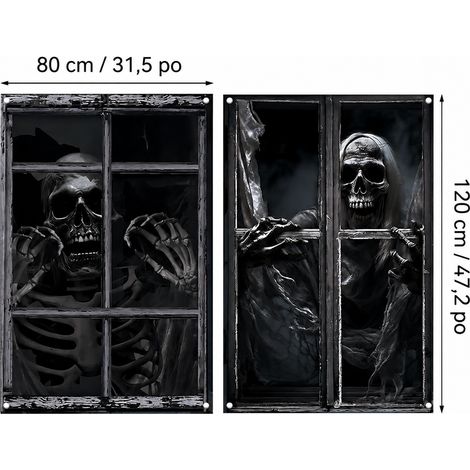Lot de 2 Décorations de Fenêtre Halloween 80x120 cm Modèle 31WS-56 31ws-56 30 × 25 × 1 cm 160 g – Livraison gratuite