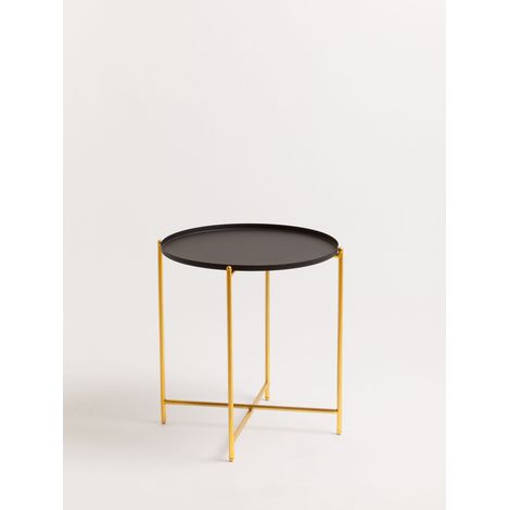 Interiors by Premier Black Top Side Table, Contrasting Materials Of Side Tables by Couch, Durable And Easy To Care Corner Table (1/5)
