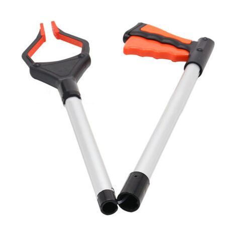80cm Foldable Grabber, 32 Inch Extendable Garden Waste Picker, 90° Rotating Head, Non-Slip Jaw, Aluminum Hoses, Comfortable Rubber Handle(orange) (1/3)