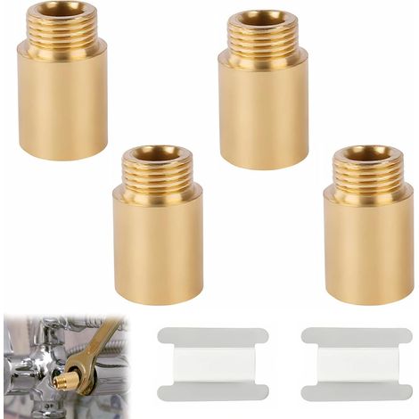 4 Pièces Rallonge de Robinet 1/2", Rallonge filetée pour valve d'angle - Rallonge de pommeau de douche - Raccord de robinet de jardin (laiton, 1/2" x30mm(4PCS)) (1/5)