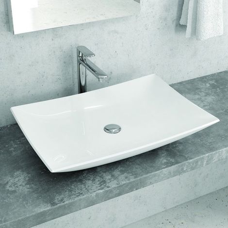 Lavabo appoggio rettangolare 60cm Ceramica Litos-0008 kamalu