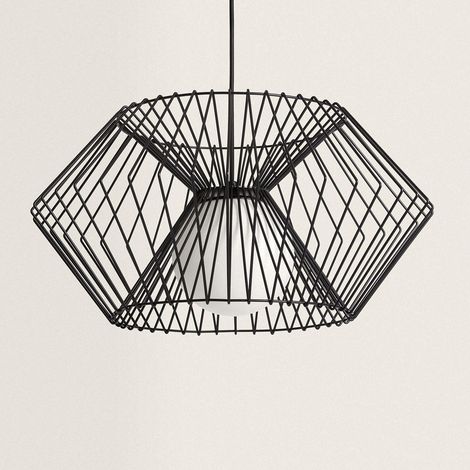 Pendelleuchte Metall Hexagon Schwarz