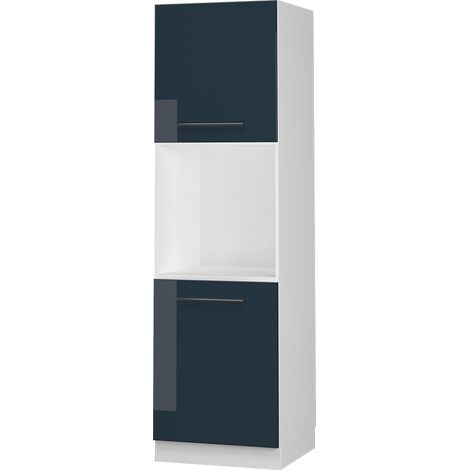 Küchenschränke Fame-Line, Dunkelblau Hochglanz, 60 cm mit offenem Regal, Vicco