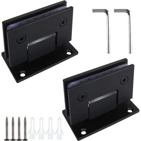 2 Pack 90 Degree Glass Shower Door Hinges Black Replacement Parts Stainless Steel Bathroom Door Clips for 8-12mm (1/5)